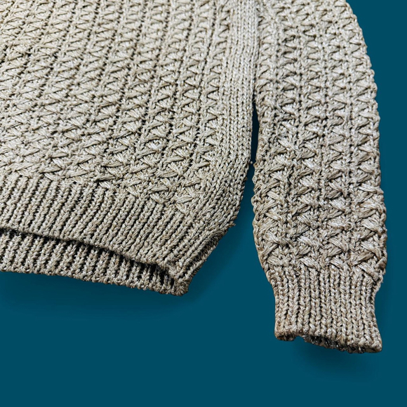 Massimo Dutti Chunky Knit Cotton Crewneck Heavy Cottage Sweater Small - Picture 4 of 7